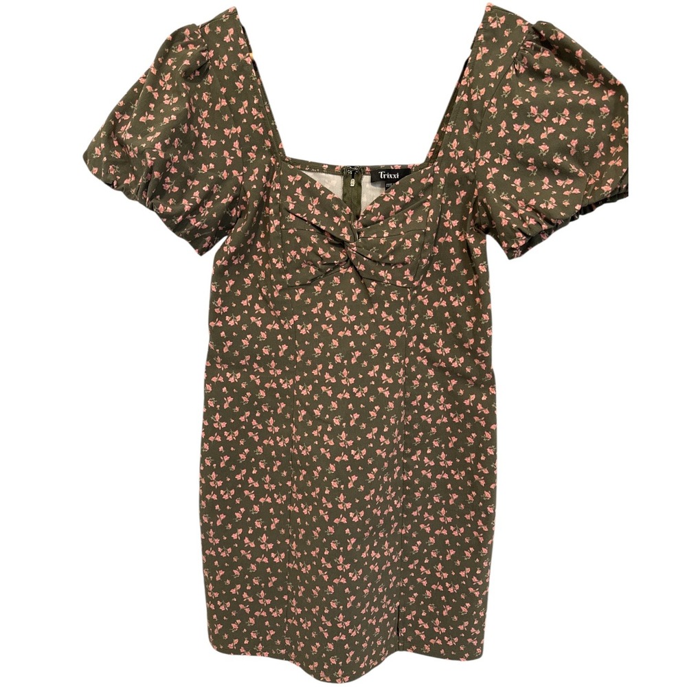 Trixxi Twish Front Bodycon Puff Sleeves Mini Dress Size‎ L Cottagecore Romantic